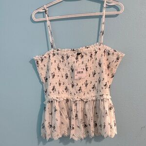 NWT American Eagle Tube or strap Floral White Smocked Top